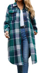 Green/Navy Cozy Plaid Long Shacket