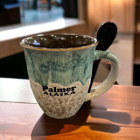 Palmer Alaska Drip Glaze 18oz Mug w/ Spoon