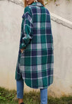 Green/Navy Cozy Plaid Long Shacket
