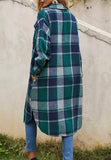 Green/Navy Cozy Plaid Long Shacket