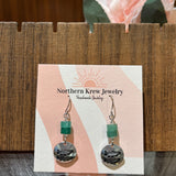 Round Salmon Stamped Earrings with Beads