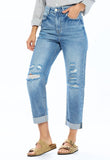 High Rise Ripped Boyfriend Jeans