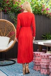 Rust Solid Long Sleeve Dress