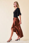 Burnt Lumber Surplice Midi Skirt