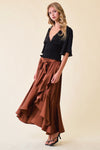 Burnt Lumber Surplice Midi Skirt