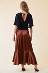 Burnt Lumber Surplice Midi Skirt