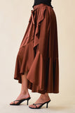 Burnt Lumber Surplice Midi Skirt