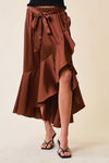 Burnt Lumber Surplice Midi Skirt