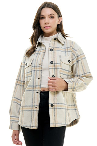 Plaid Long Sleeve Over Size Heavy Jacket