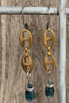 Elegant Faceted Kyanite Teardrops on Vintage Brass Chain