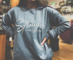 Heather Slate Stronger Than the Storm Crewneck