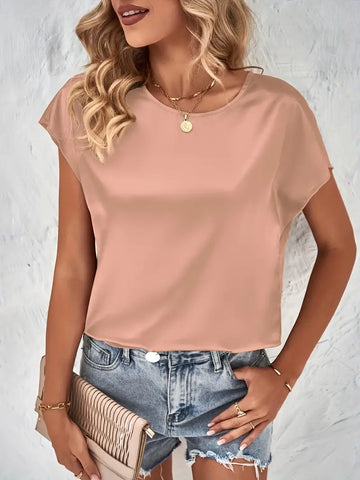 Pale Pink Solid Simple Blouse