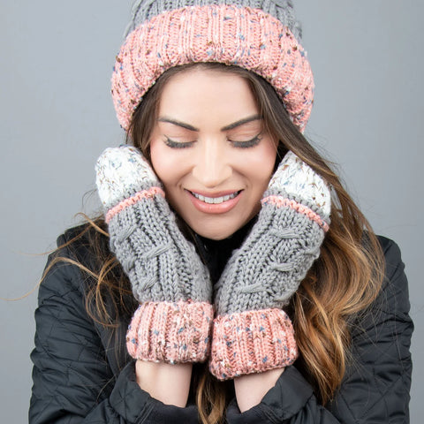 Striped Knit Mittens with Lining