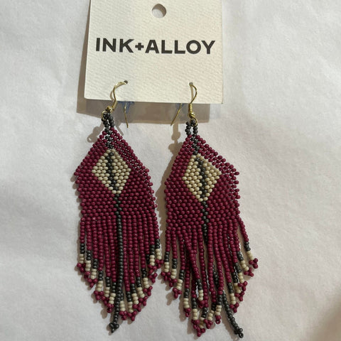 Diamond Earrings Maroon