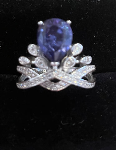 Sterling Silver Sapphire Crown Ring