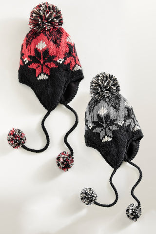 Trapper Snowflake Hat w/ Pom