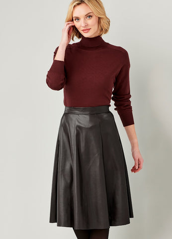 Pleather Gored Skirt