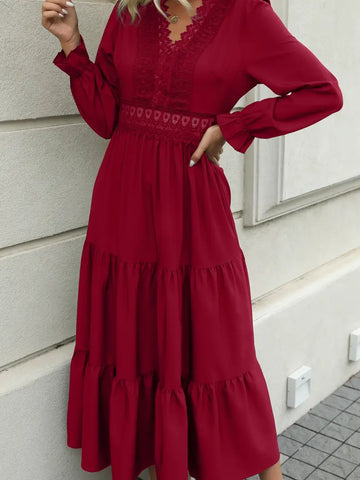 red lace v neck dress Mermaid V Neck Red Beaded Lace Floral Prom Dress, Mermaid Red Lace Formal Dress, Red Lace Evening Dress