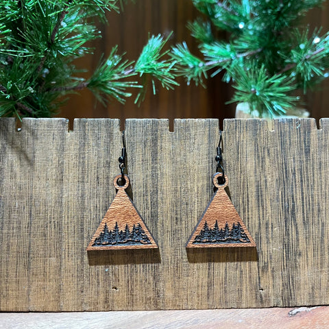 Triangle Tree Line Laser Earrings