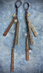 Vintage Brass Chain with Brass Paddles, Tarnished Sterling Silver