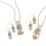 Tree Etch Pendent & Earrings Set