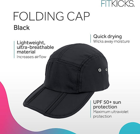 Black Fit Kick Foldable Cap