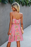 Pink Spaghetti Strap Floral Print Dress