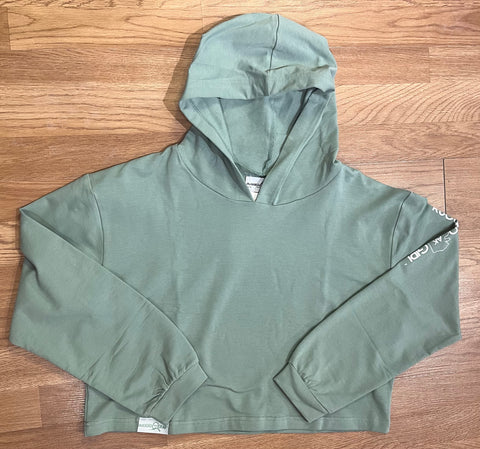 Green Rugged Ak Girl Crop Hoodie