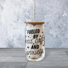 Fueled By Anxiety Beer Can Glass
