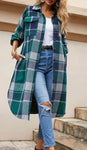 Green/Navy Cozy Plaid Long Shacket