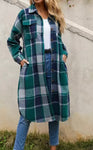 Green/Navy Cozy Plaid Long Shacket