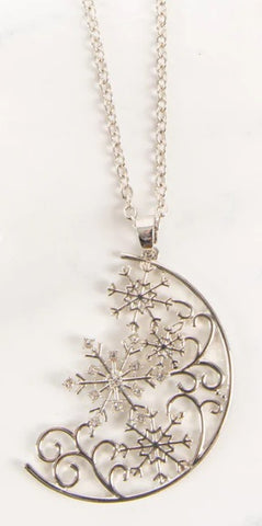 Snowflake Cresent Moon Necklace