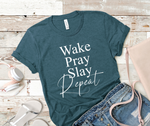 Heather Deep Teal Wake Pray Slay Tee