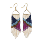 Emilie Angles Beaded Fringe Earrings Blue & Lavender