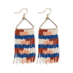 Whitney Quilted Beaded Fringe Earrings Rust and Lapis