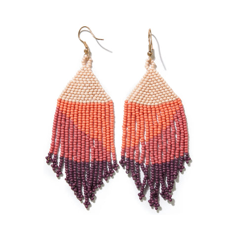 Erin Ombre Beaded Fringe Earrings Pink