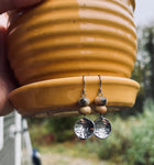 Silver Mushroom Stamped Earrings with Beads