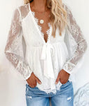 White Contrast Lace Top