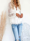 White Contrast Lace Top
