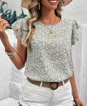 Sage Floral Cap Sleeve Blouse