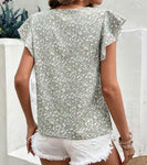 Sage Floral Cap Sleeve Blouse