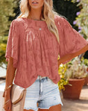 Cinnamon Casual Lace Flare Sleeve Blouse