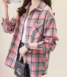 Pink Teal Plaid Button Up