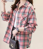 Pink Teal Plaid Button Up