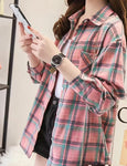 Pink Teal Plaid Button Up