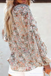 Sage Flutter Sleeve Floral Print Blouse