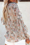 Sage Flutter Sleeve Floral Print Blouse