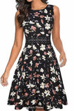 Black Floral Pleated Dress