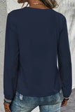 Navy Blouse with Rainbow V-Neck and Cuffs