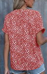 Red Floral V-Neck Blouse